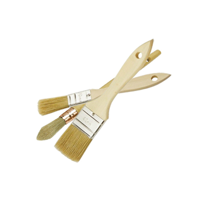 Lot 3 pinceaux 2 plats 20-30mm et 1 rechampir D.15mm universel