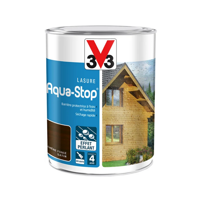 Lasure aqua-stop 1l satin chêne foncé