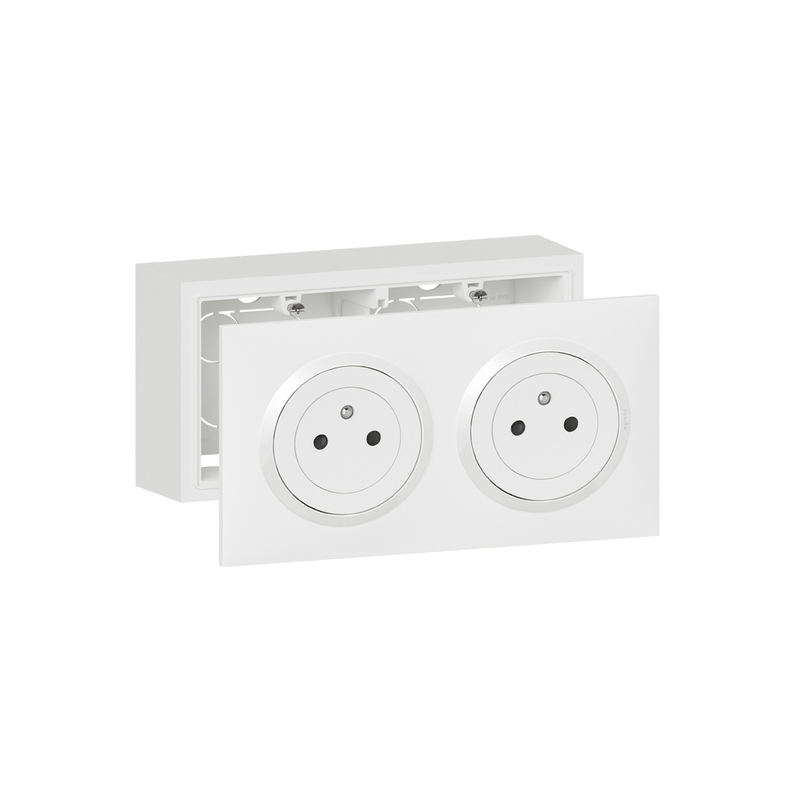 Prise de courant double 2p+t Dooxie surface complet
