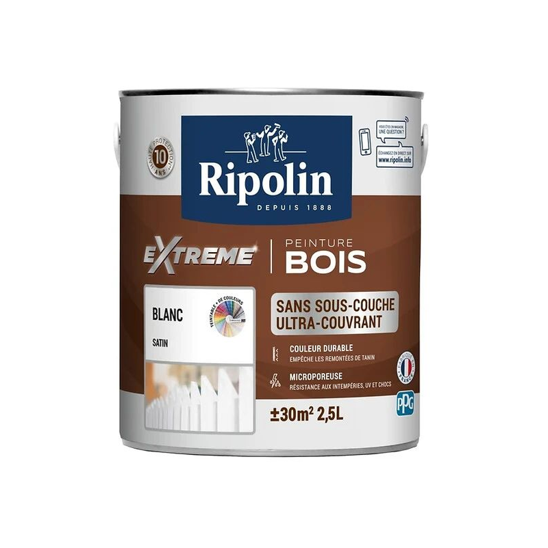 Ripolin xtrem bois 2.5L satin blanc