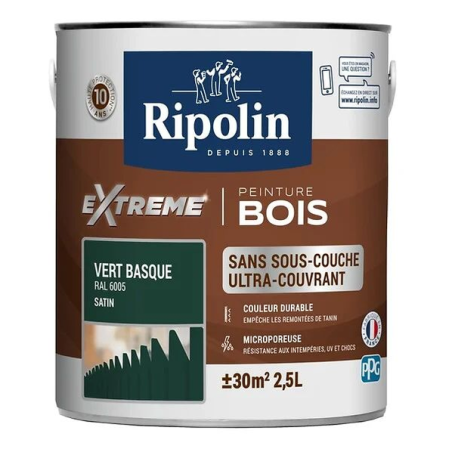 Ripolin xtrem bois 2.5L satin vert basque