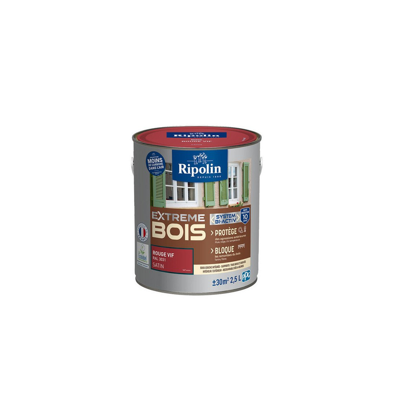 Ripolin xtrem bois 2.5L satin rouge vif