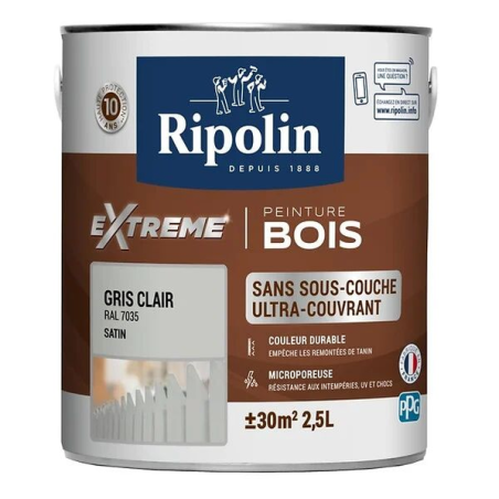 Ripolin xtrem bois 2.5L satin gris clair