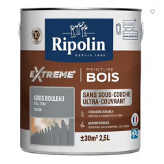Ripolin xtrem bois 2.5L satin gris bouleau
