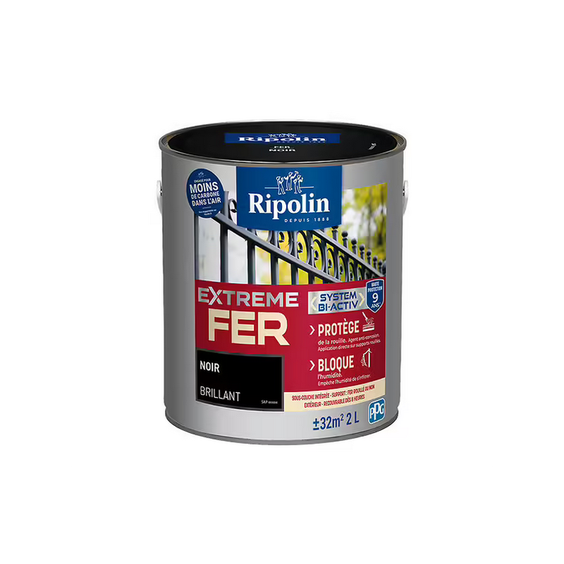 Ripolin xtrem fer 2L brillant noir