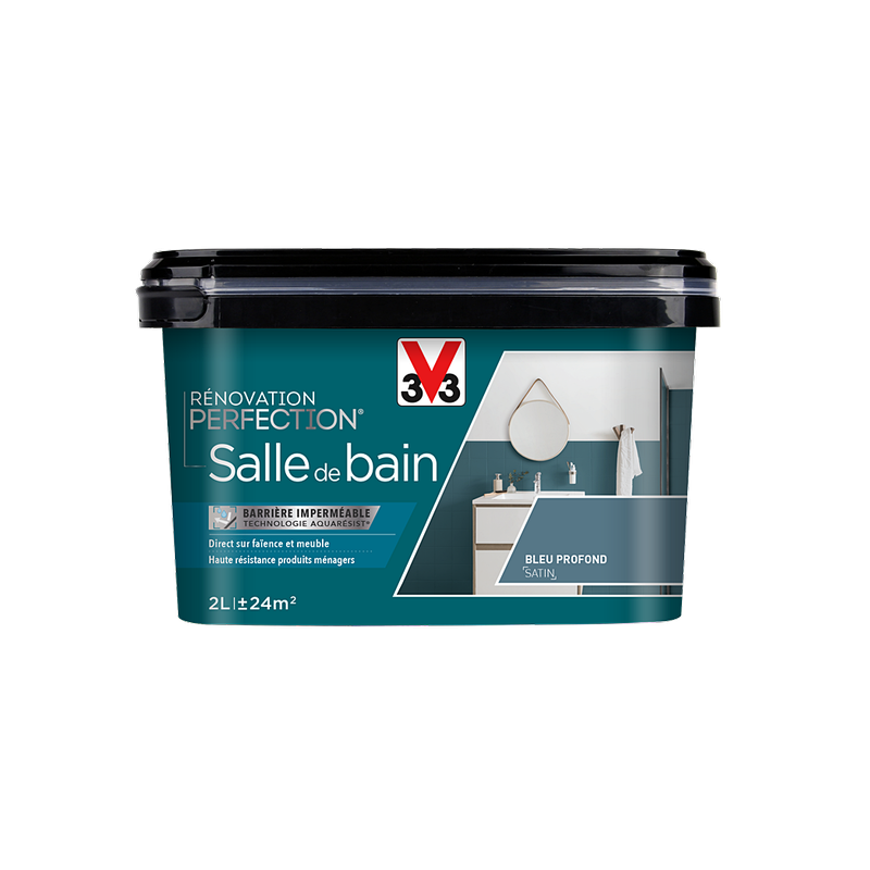 Peinture salle de bain 2L satin bleu profond