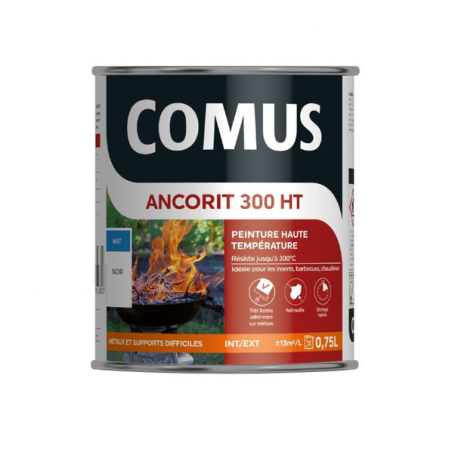 Peinture 0.75l haute température 300°c noir