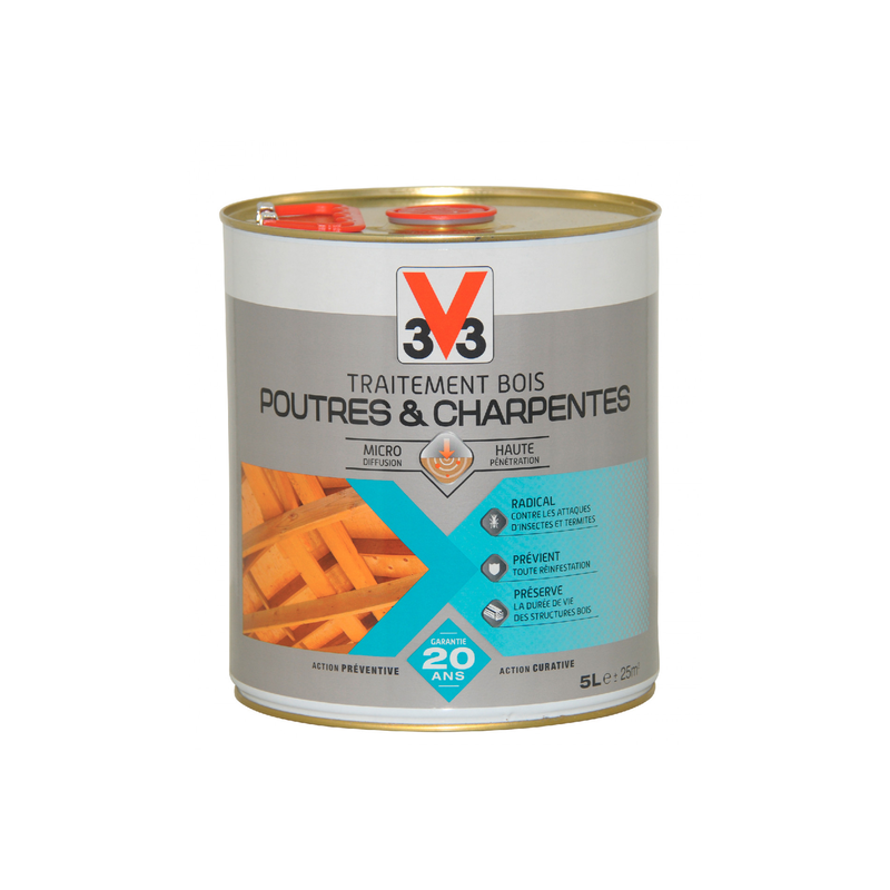 Traitement poutre et charpente insectes et termites 5L