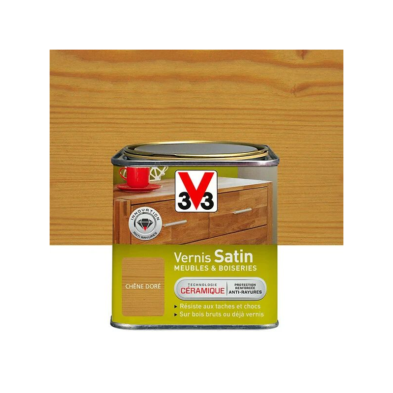 Vernis bois 500ml satin chêne doré