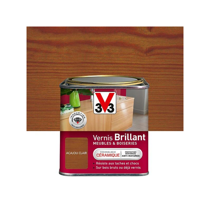Vernis bois 500ml brillant acajou clair
