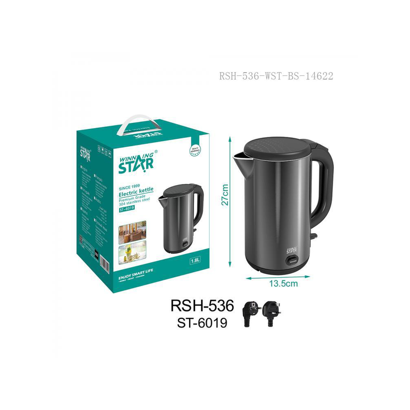 Bouilloire électrique 1.8L noire 1800w