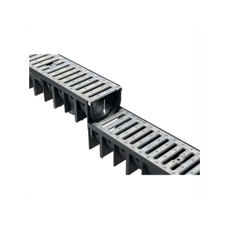 Kit caniveau 3ml 3 caniveaux et grilles 1m 12x9.2cm