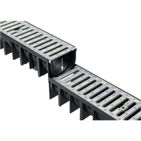 Kit caniveau 3ml 3 caniveaux et grilles 1m 12x9.2cm