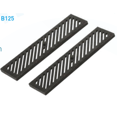 Caniveau pehd + 2 grilles b125 1m 13x7.5cm