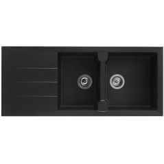 Evier encastrable 2 bacs + 1 égouttoir aloa noir 116x50cm