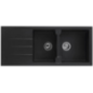 Evier encastrable 2 bacs + 1 égouttoir aloa noir 116x50cm