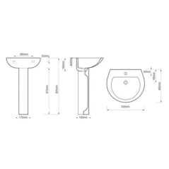 Lavabo sur colonne amalfi 175x160x675mm
