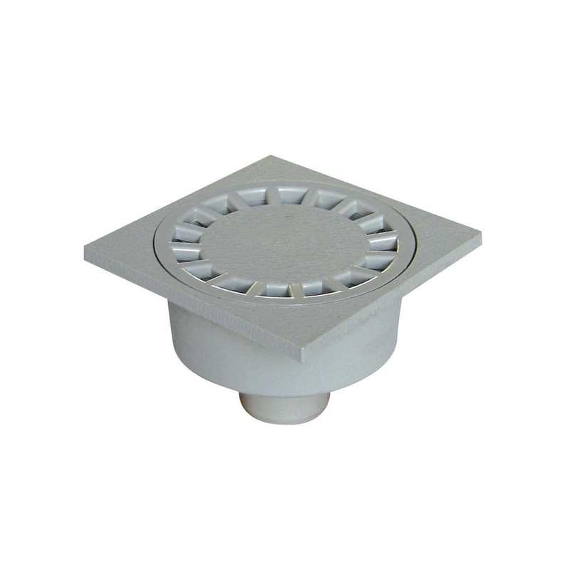 Siphon de cour 200x200mm sortie d63-80-100mm gris