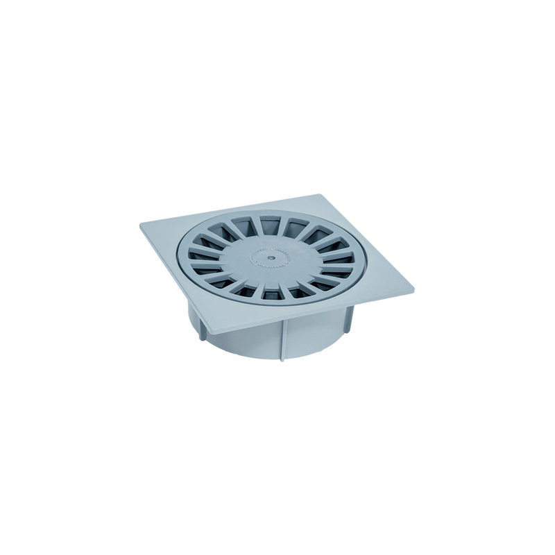 Siphon de cour 100x100mm sortie D.40mm gris clair