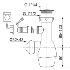 Siphon tout en un + prise machine laver
