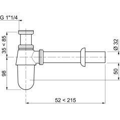Siphon de lavabo H.133-183mm D.32mm en laiton chromé