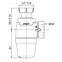 Siphon de lavabo neo H.145-205mm D.40mm
