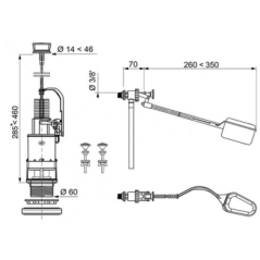 Mecanisme de WC bouton poussoir + robinet