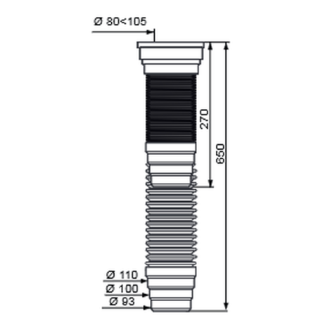 Pipe extensible PVC 270-650mm D.80-105mm