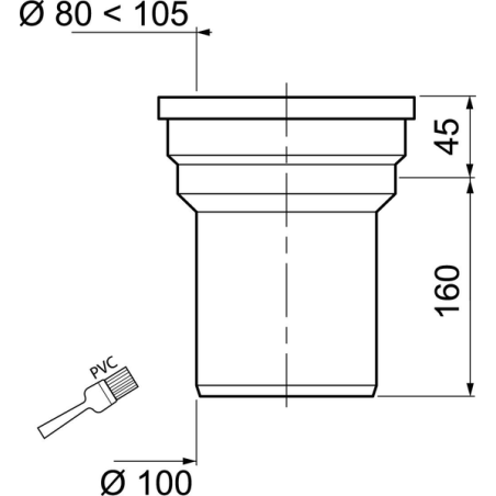 Sortie de cuvette WC droite à coller D.100mm