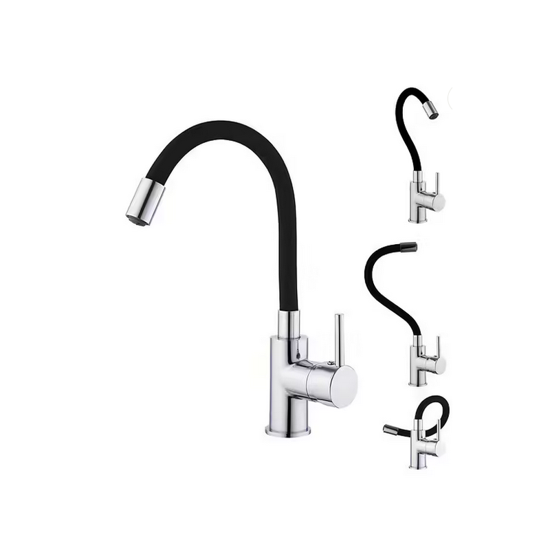 Mitigeur lavabo ilo chromé noir mémoire de forme