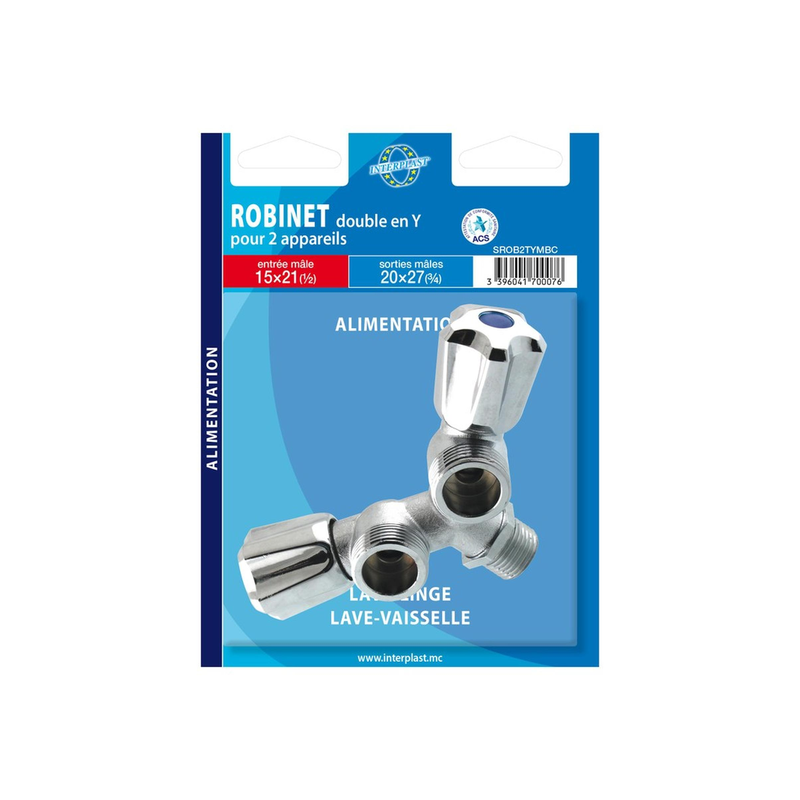 Robinet machine à laver 1/2-3/4 double tête