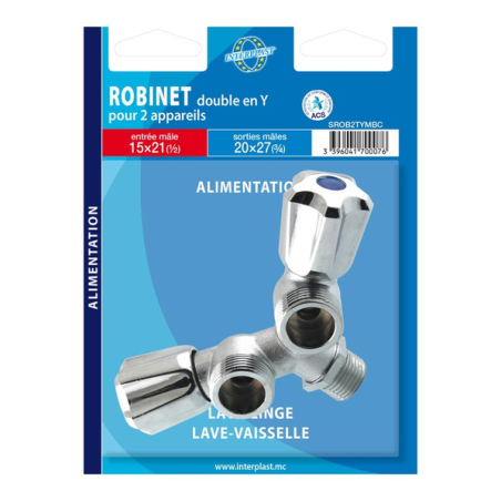 Robinet machine à laver 1/2-3/4 double tête