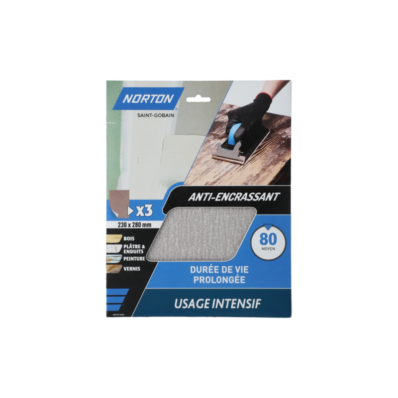 Papier abrasif 230x280mm anti encrassant GR80 x3