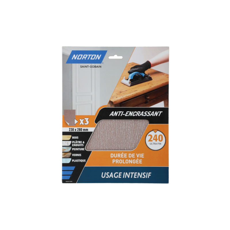 Papier abrasif 230x280mm anti encrassant GR240 x3