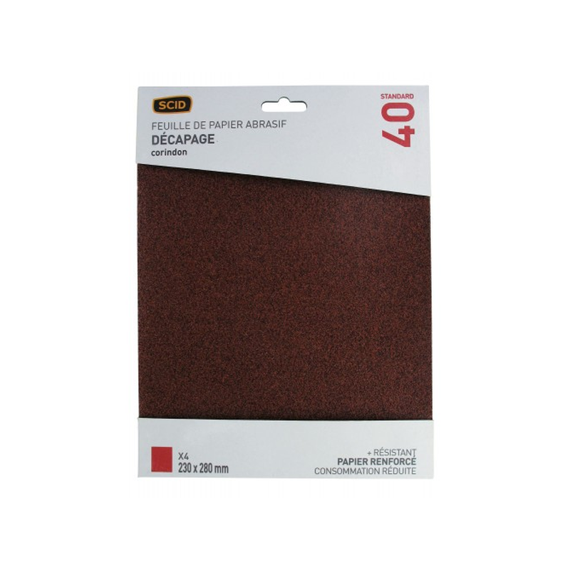 Papier abrasif 230x280mm corindon GR40 x4