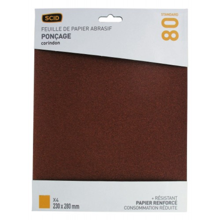 Papier abrasif 230x280mm corindon GR80 x4