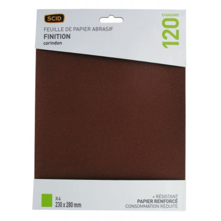 Papier abrasif 230x280mm corindon GR120 x4