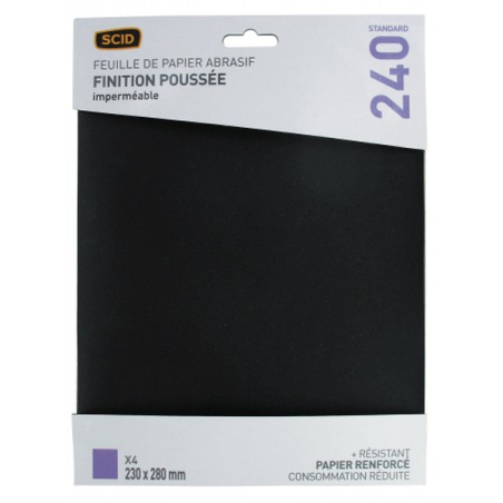 Papier abrasif 230x280mm imperméable GR240 x4