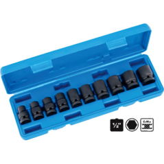 Jeu 10 douilles 1/2" 6 pans 10-24mm