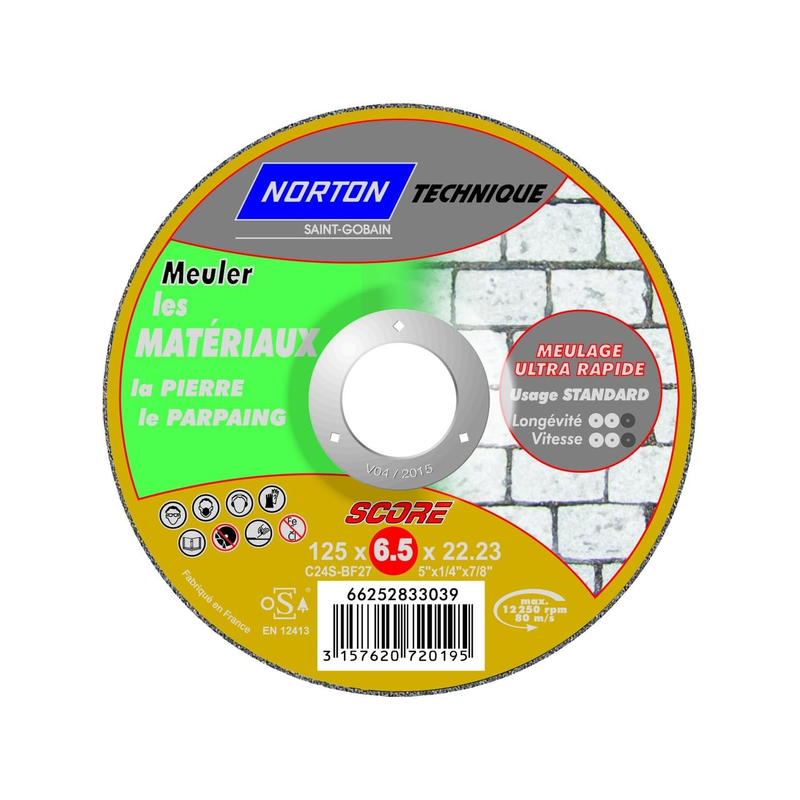Disque à ébarber matériaux 125x6.5x22.23mm