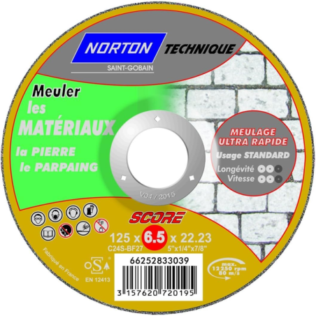 Disque à ébarber matériaux 125x6.5x22.23mm