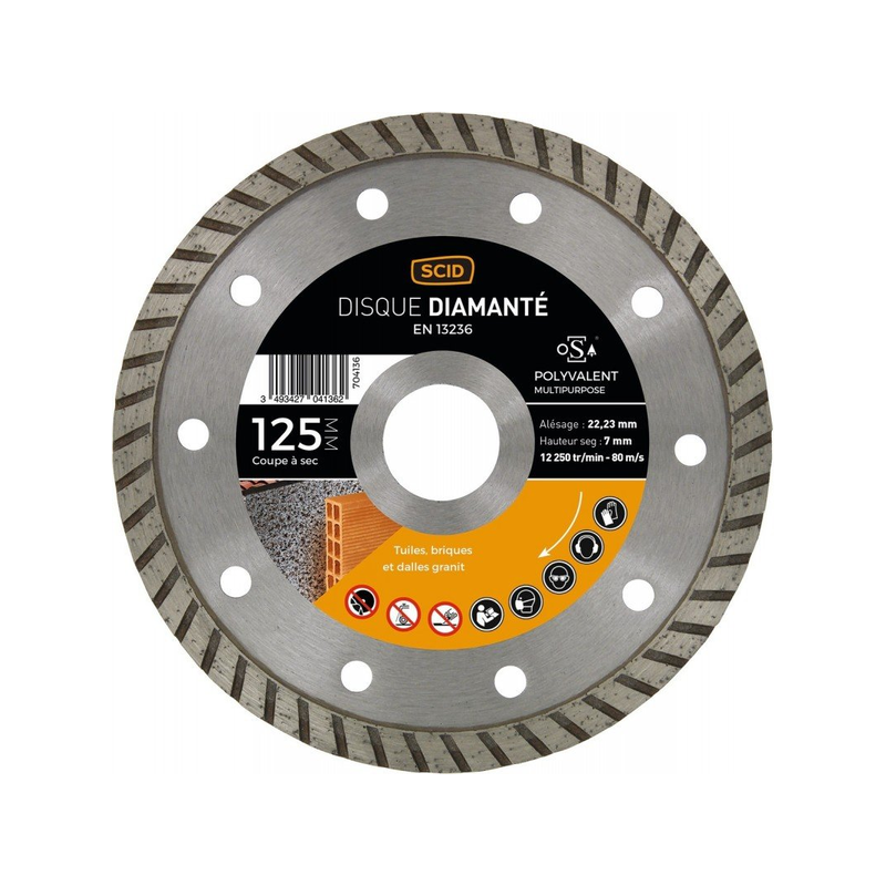 Disque diamant granit 125x22.23mm segment 7mm