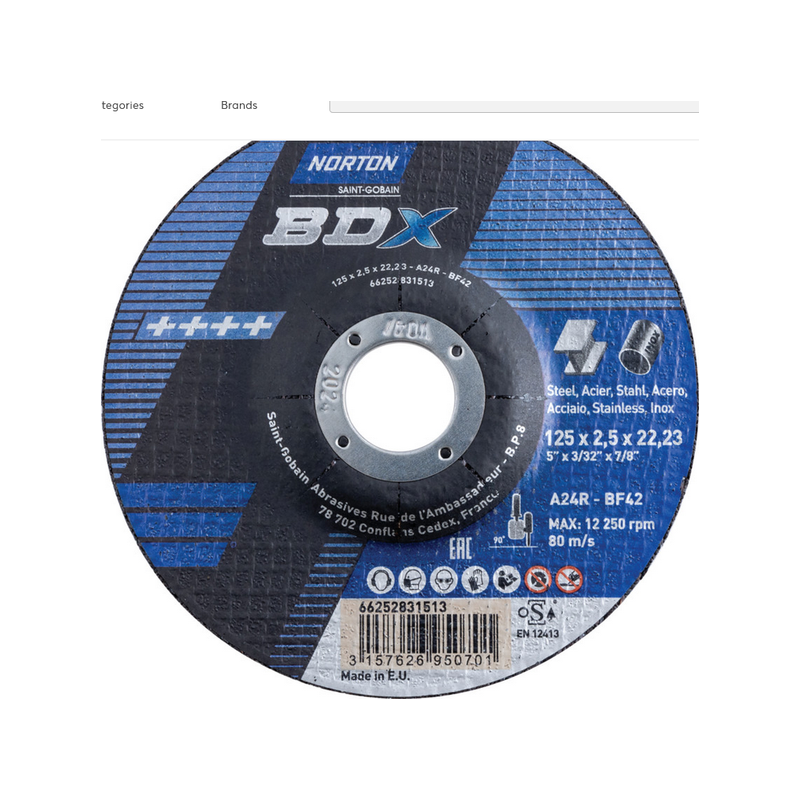 Disque à tronçonner inox 125x2.5x22.23mm