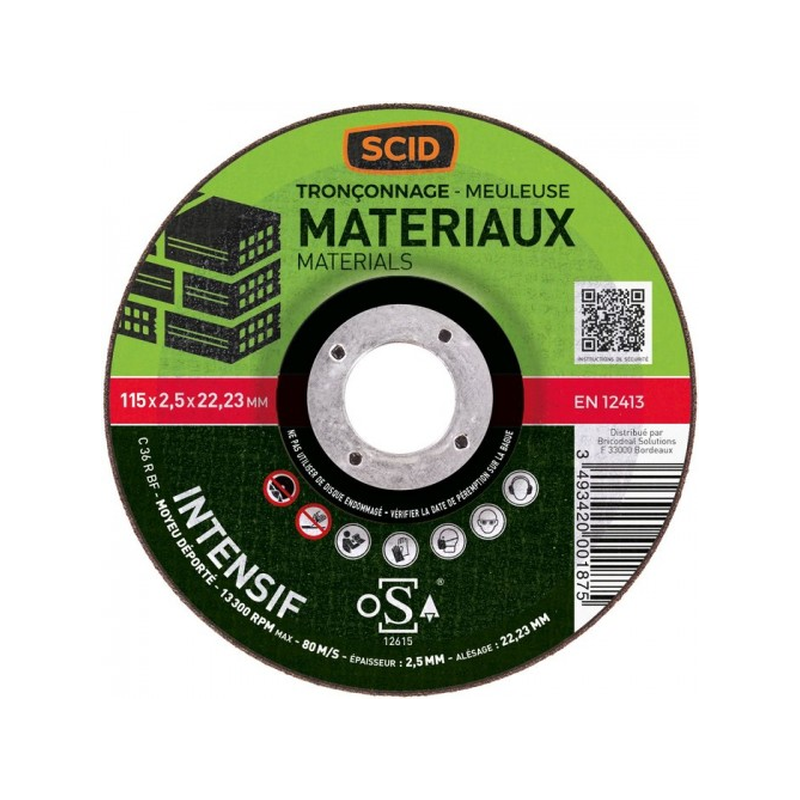 Disque à tronçonner matériaux 115x2.5x22.23mm