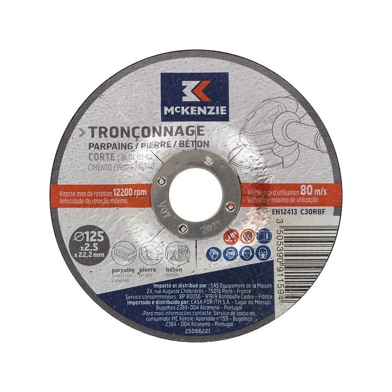 Disque à tronçonner matériaux 125x2.5x22.2mm