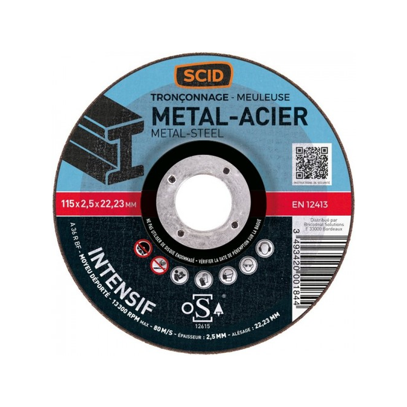 Disque à tronçonner métal 115x2.5x22.23mm
