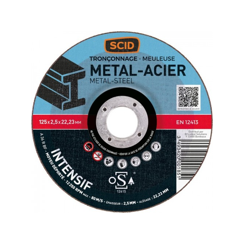 Disque à tronçonner métal 125x2.5x22.23mm