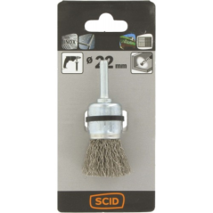 Brosse pinceau fils inox ondulés D.22mm