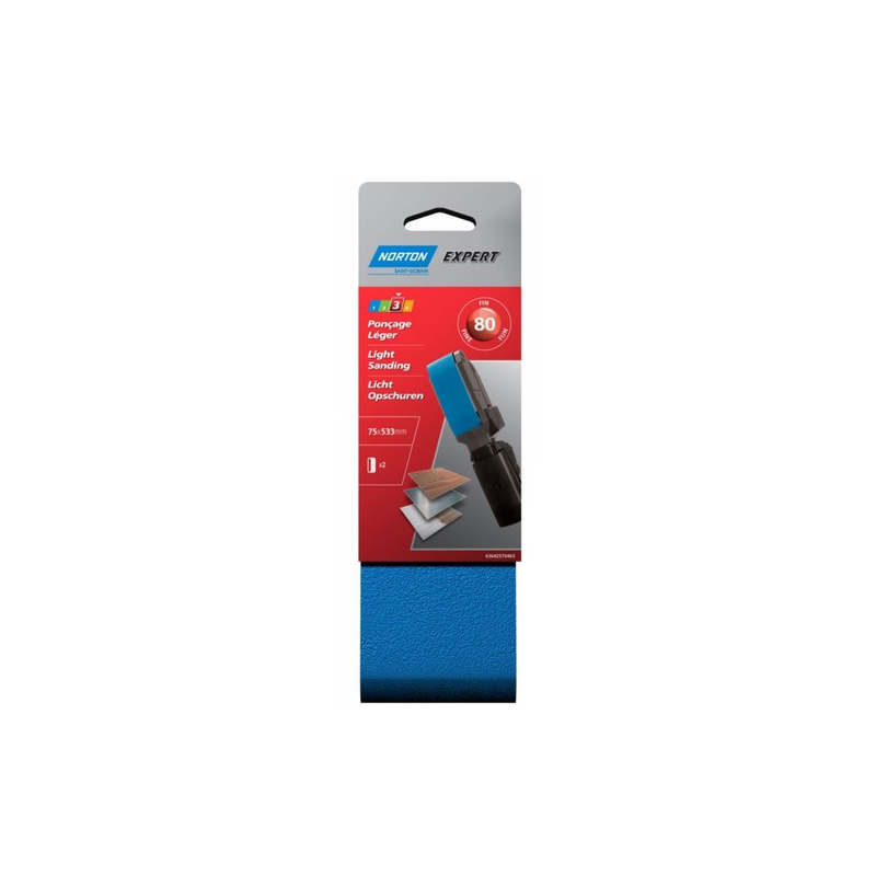 Bande reversible 75x457mm GR80 ponçage leger x2
