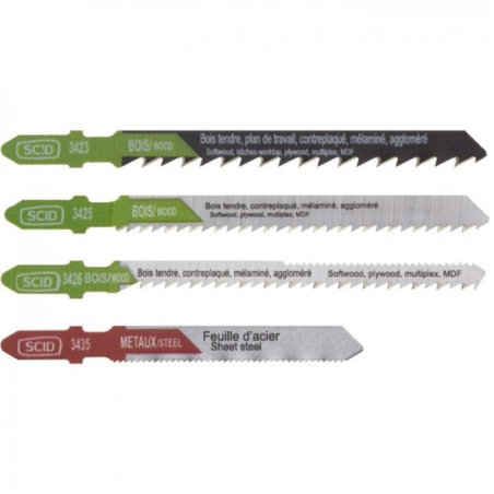 Lame scie sauteuse bois & acier droite + courbe 50mm max x4